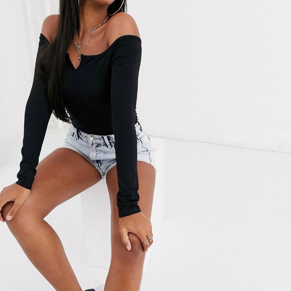 ASOS bodysuit off shoulders in black